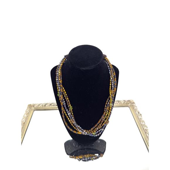 COLDWATER CREEK Multi Strand Grey & Copper Freshwater Pearl Necklace - Picture 1 of 9